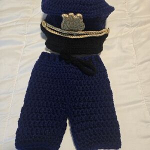 Handmade Blue Crochet Police Outfit